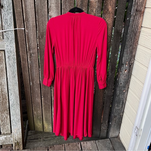Uniqlo Red Long Sleeve Rayon Wrap Dress / Cover up Sz XXS - Picture 9 of 16